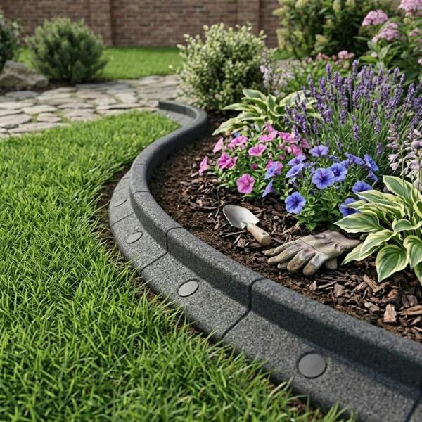 Flexible Lawn Edging 4.8m With Mallet - Grey
