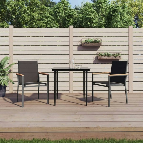 Berkfield Garden Chairs 2 pcs Black 55x61.5x90 cm Textilene and Steel