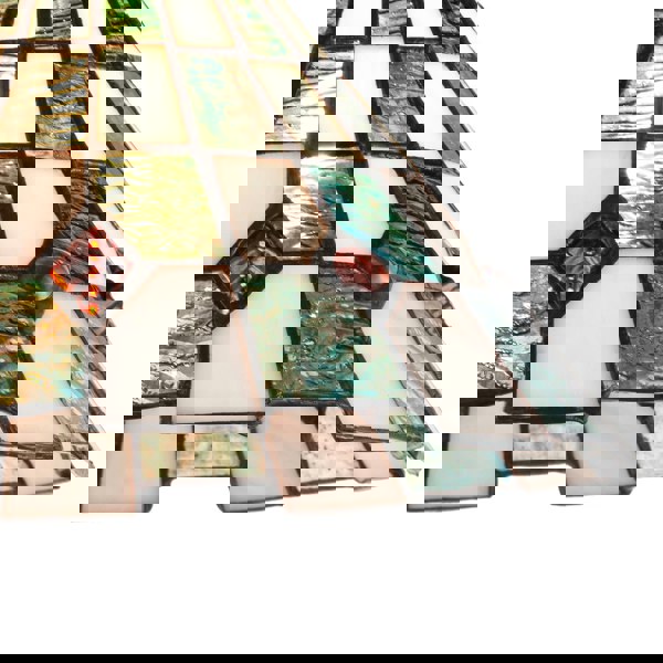 Emerald Green and Opal White Tiffany Pendant Shade with Ruby Red Beads Image 8