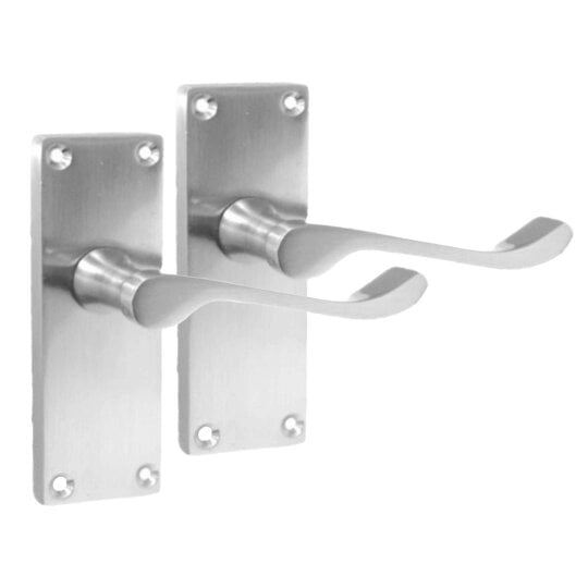 EDH Door Hardware Satin Chrome Victorian Scroll lever Latch Modern Door Handles, 6 Pairs