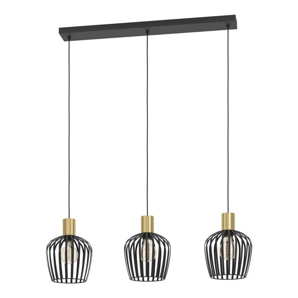 EGLO Empoli Black & Brushed Brass 3 Pendant Light WBS