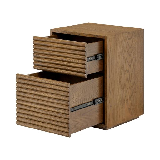 Wyld Haus Velagio Natural Oak Ribbed 2 Drawer Bedside Table