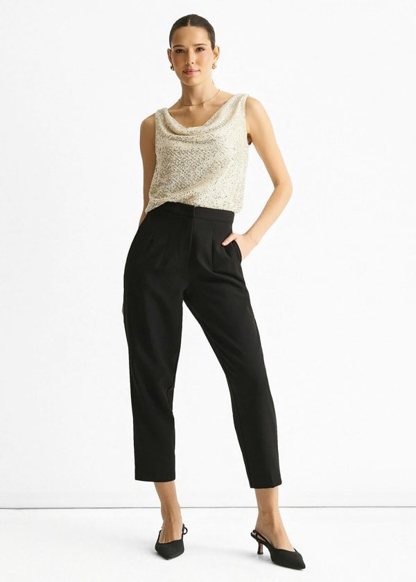Gini London Champagne Sequin Cowl Neck Cami Top