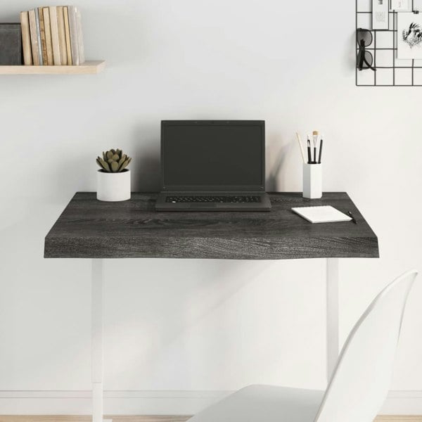 Berkfield Table Top Dark Grey 80x60x6 cm Treated Solid Wood Oak