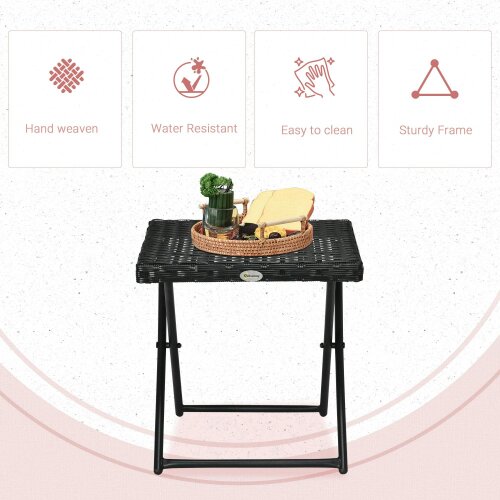 Wyld Haus Kenila Natural Rattan Square Folding Garden Bistro Side Table