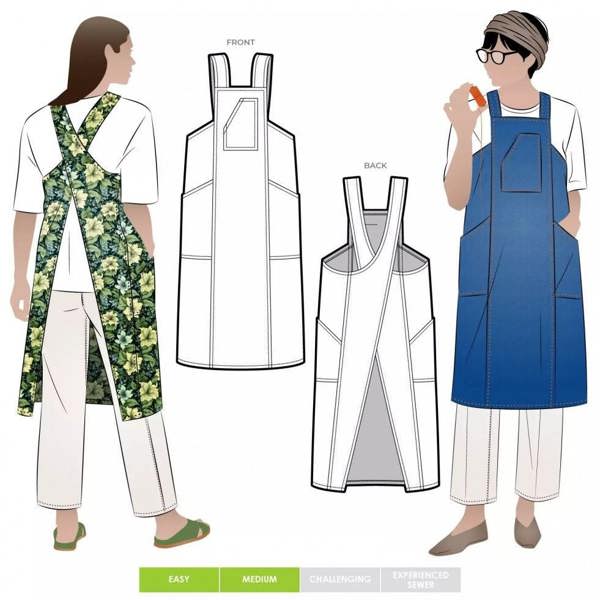 Style Arc Sewing Pattern Pinnie Sewing Cooking Apron - Aprons for Women - Easy