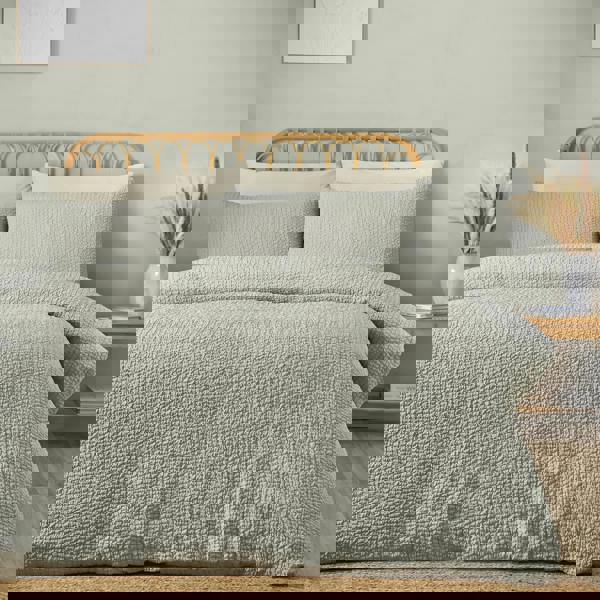 Catherine Lansfield Crinkle Seersucker Duvet Cover Set Green