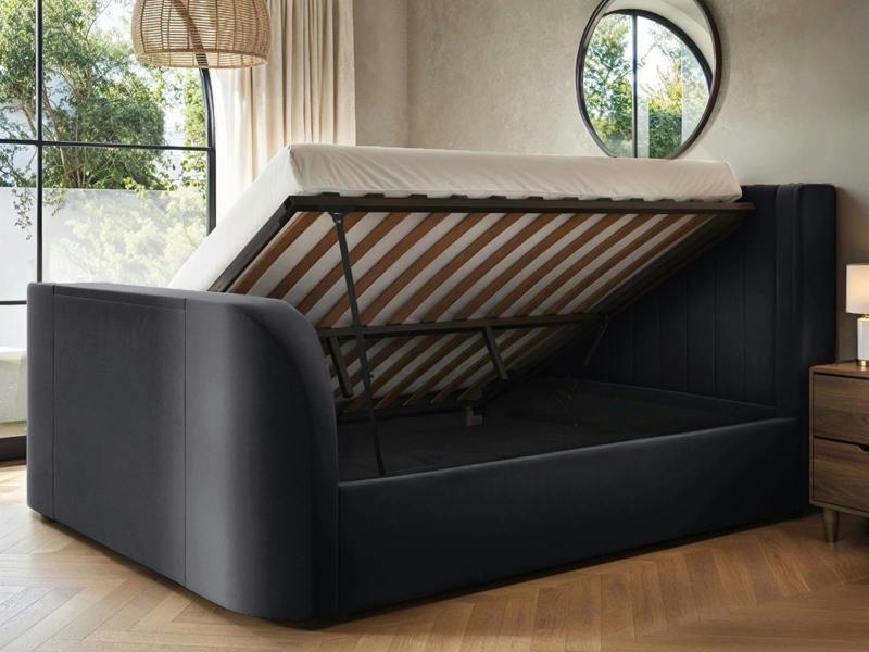 Flair Fallon TV Side Lift Ottoman Bed Charcoal Velvet