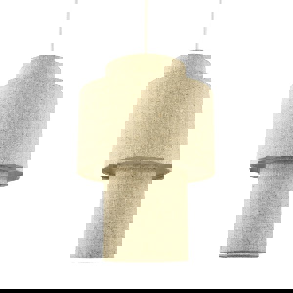 Designer Natural Oatmeal Beige Linen Triple Level Pendant Light Shade Image 2