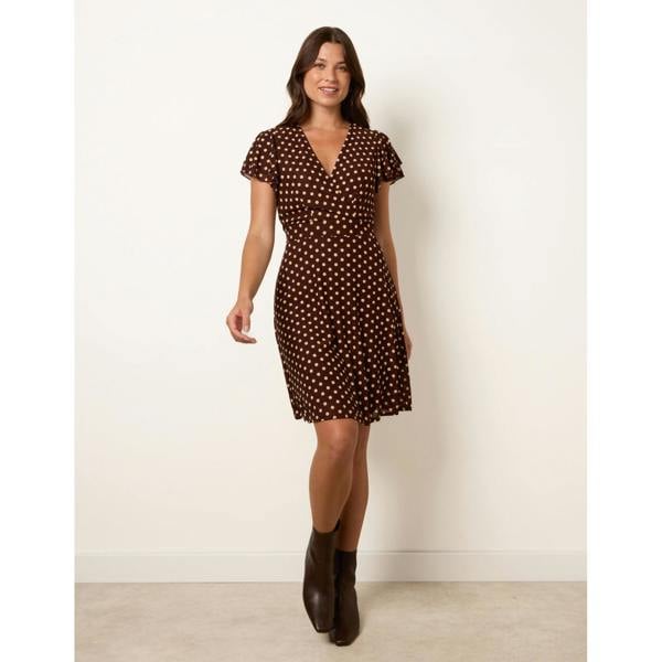 Blue Vanilla Spot Mesh Frill Sleeve Dress