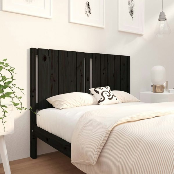 Berkfield Bed Headboard Black 125.5x4x100 cm Solid Wood Pine