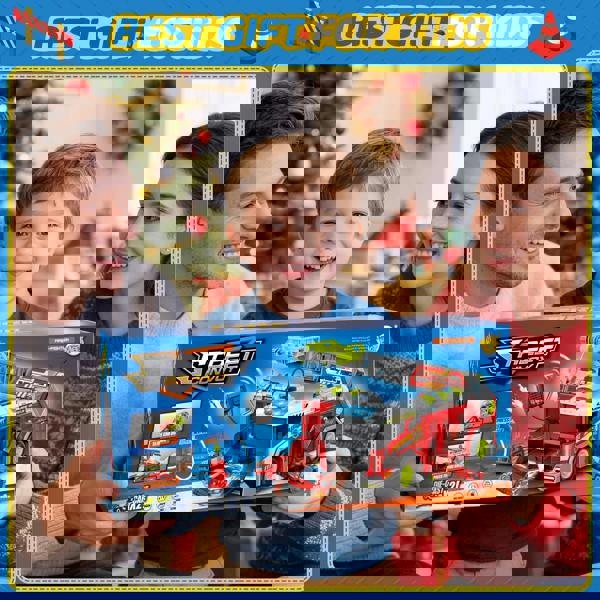 deAO 2-in-1 Transforming Fire Truck Playset with ladder launcher & mini cars - interactive rescue toy, perfect for birthdays and Christmas