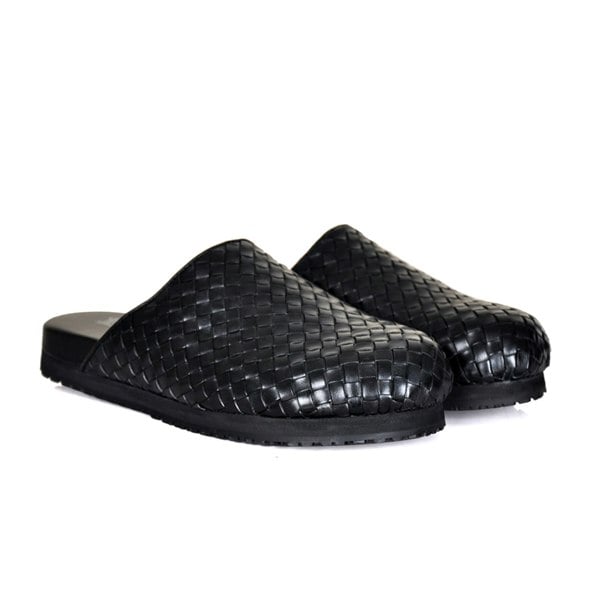 Lorenzo Handmade Woven Mules - Black