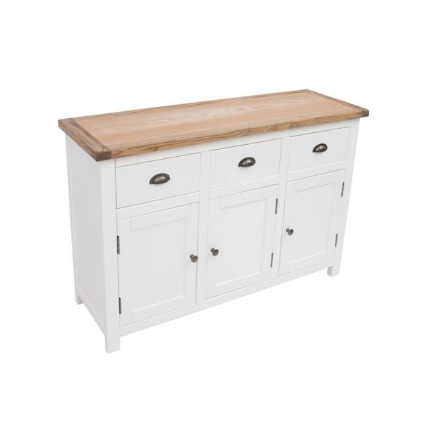Cabinet Bits Lovere Off White 3 Drawer 3 Door Sideboard Brass Cup Handle
