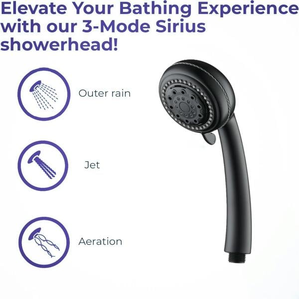 Blue Canyon Black 3 Mode Shower Spray Handset - Shower Head