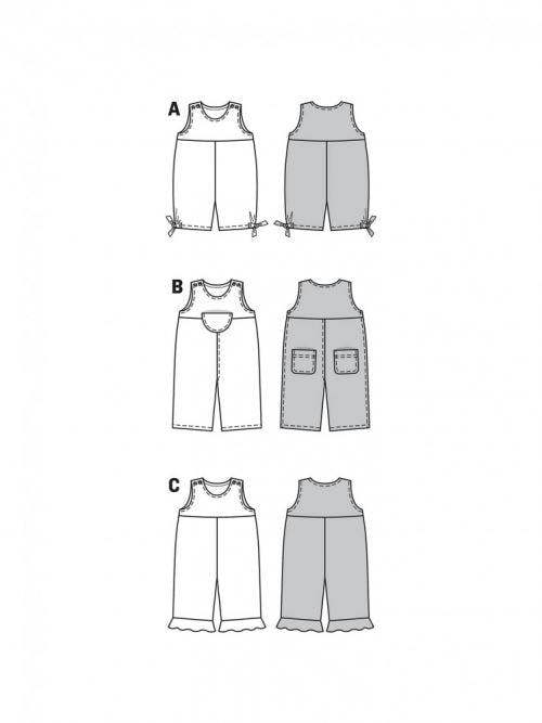 Burda Sewing Pattern 9652 Dungarees and Jumpsuits For Babies, Ages: 6 Months-3 Years - Easy