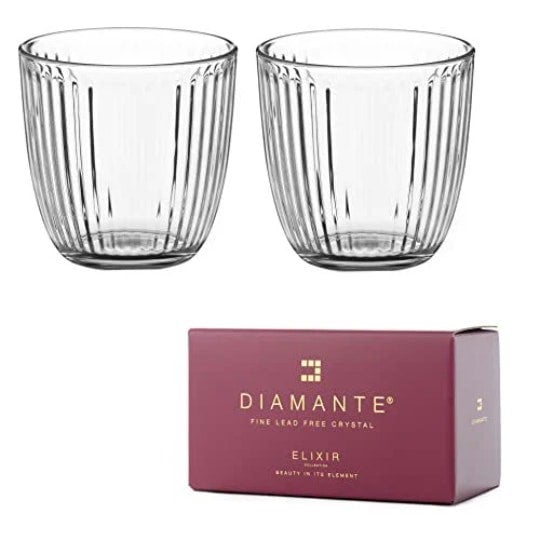 Diamante All Rounder Glasses Short Drink Tumblers Pair - Set of 2