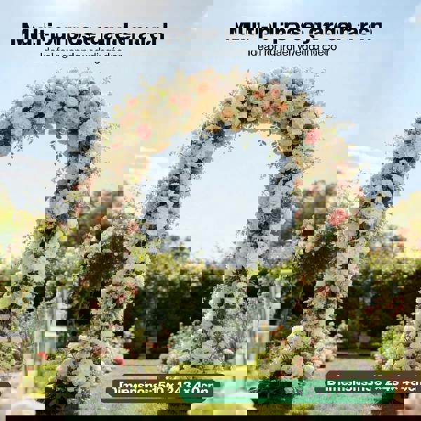 LAMBU 2.4M Metal Garden Arch Trellis Rose Climbing Plant Archway Tubular Frame