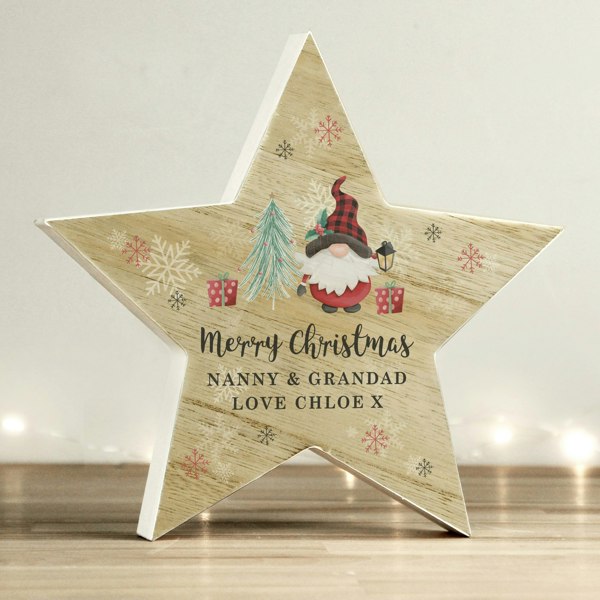 Personalised Memento Company Personalised Gonk Christmas Wooden Star Ornament