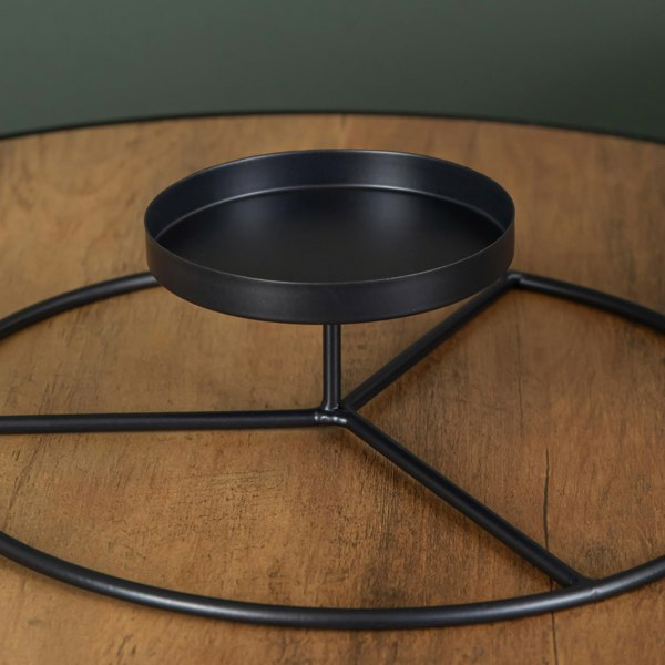 Samuel Alexander 25cm Black Round Metal Pillar Candle Ring Holder