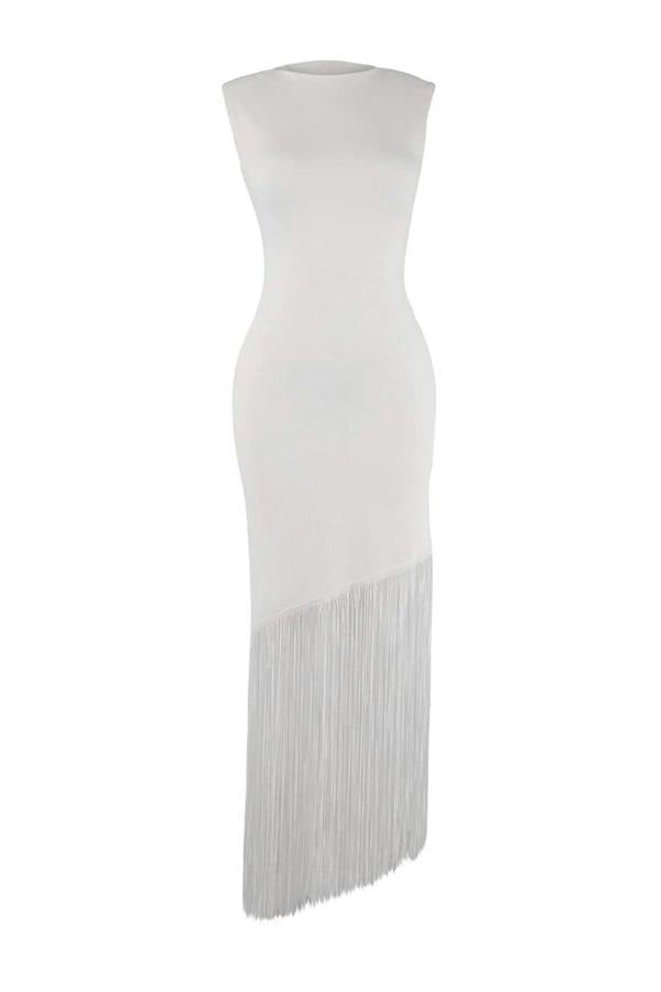 WOVCOR Tassel Detail Knitted Evening Dress