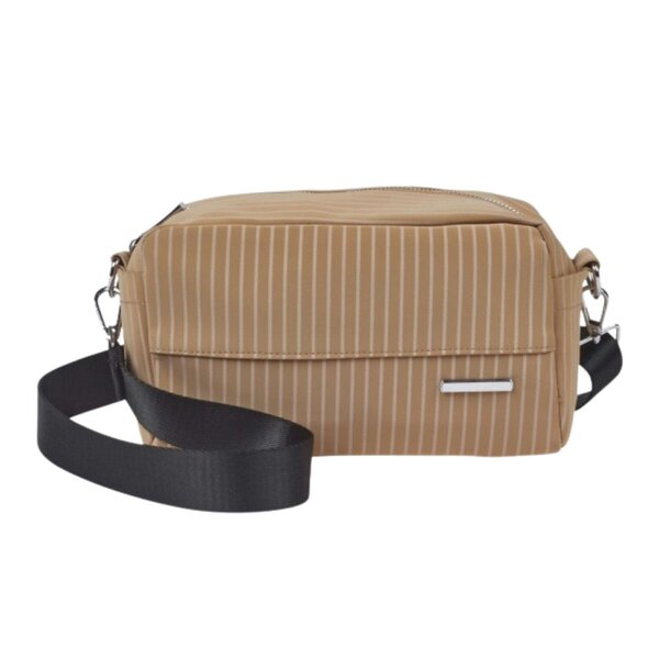 Lorenz Striped Waxed Feel Crossbody Bag - Fawn