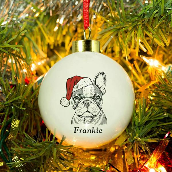 Personalised Dog Breed Christmas Bauble - product in use