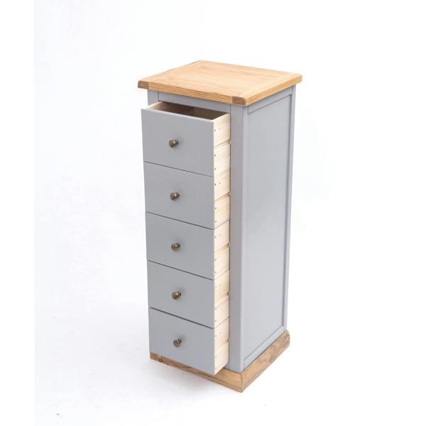 Cabinet Bits Bicarri 5 Drawer Narrow Chest of Drawers Brass Knob