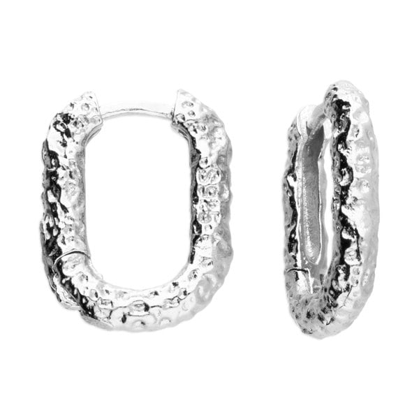 Sterling Silver U Shaped Molten Hinged Huggie Earrings