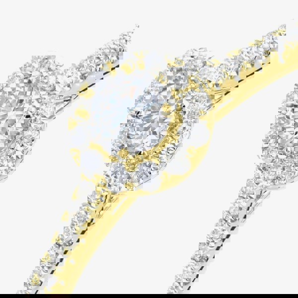 T. H. Baker 9ct Yellow Gold 0.25ct Diamond Halo Shoulder Set Ring PR12739Y