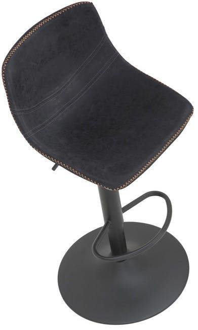 Lamboro Antico Faux Leather Kitchen Bar Stool, Matt Black Stem & Base, Adjustable Gas Lift With Backrest, Breakfast Bar Stool - Black