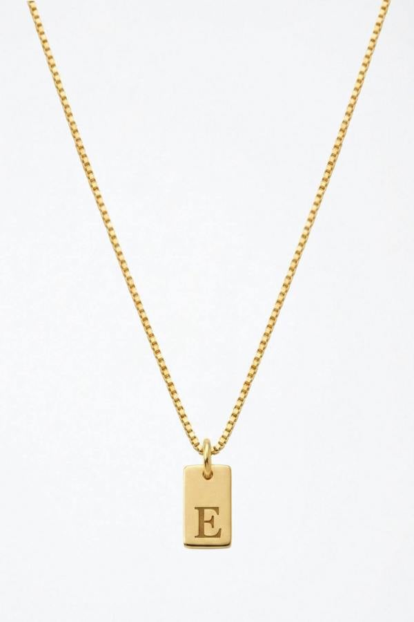 Serla Initial Pendant Gold Plated Necklace Letter E
