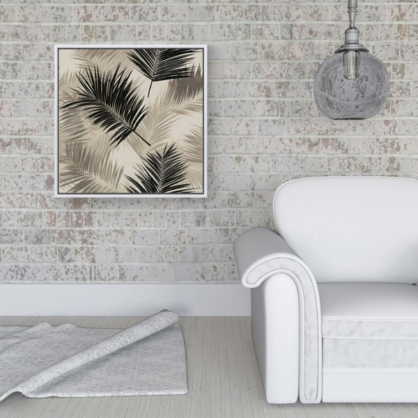 Warren Reed Black And White Tropical Palm Leaves Framed Canvas