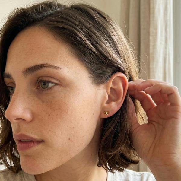 Gold Trip Little Bow Stud Earrings