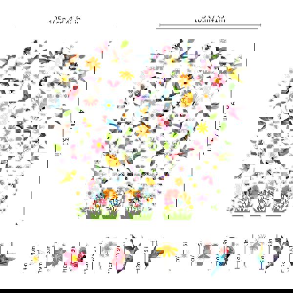 WALPLUS C2WSW019 - Small Hummingbirds with Butterflies In The Meadow Of Flowers Window Clings - WSW3002 + WSW6009