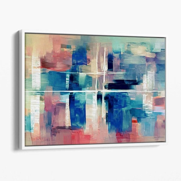 Artze Wall Art Abstract Canvas Wall Art  Print - Paint Strokes In Blue and Pink