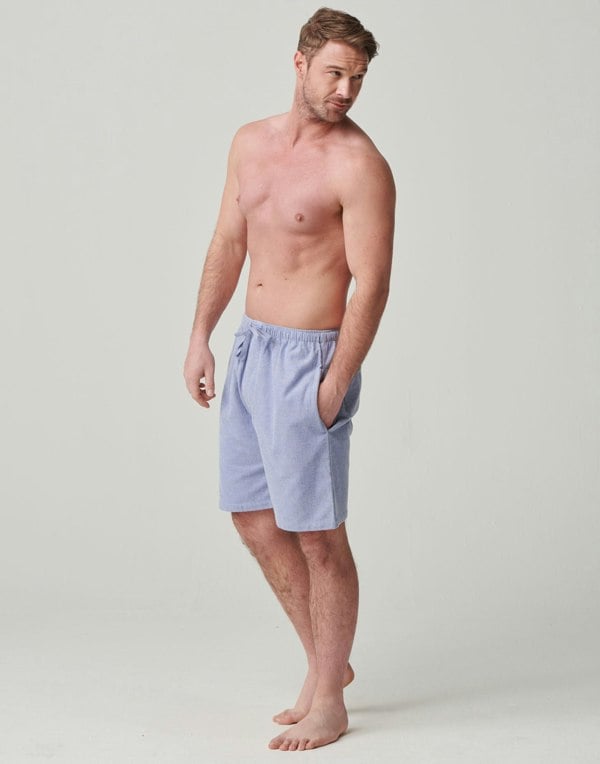 British Boxers Men's Brushed Cotton Sleep Shorts – Staffordshire Blue Herringbone