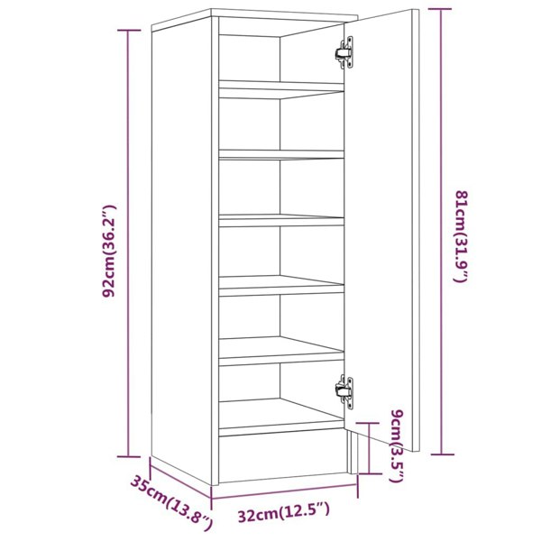 Berkfield Shoe Cabinet Grey Sonoma 32x35x92 cm Engineered Wood