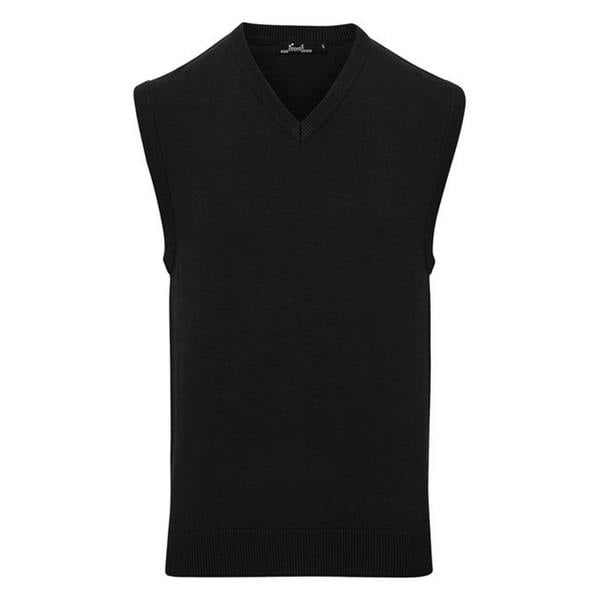Premier Mens Knitted Sleeveless Sweater Vest - Black