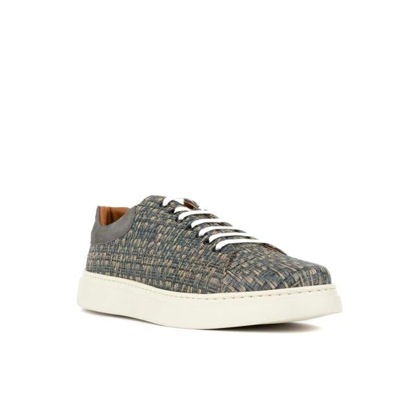 Embassy London Sun City - Aqua Print - Men's Woven Leather & Suede Trainer