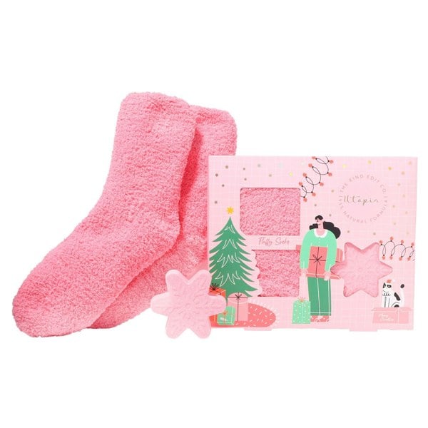 The Kind Edit Co. The Kind Edit Co Utopia Sock Gift Set - Pair of Fluffy Socks, 60g Snowflake Fizzer