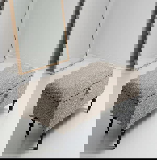 ISTOOLS Animal Print Cream Storage Ottoman Bench – Coffee Table, Pouffe Seat & Hidden Storage