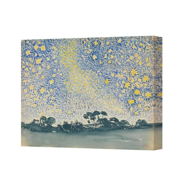 Benjamin Tate Design Blue And Yellow Abstract Landscape Canvas Wall Art Trees
