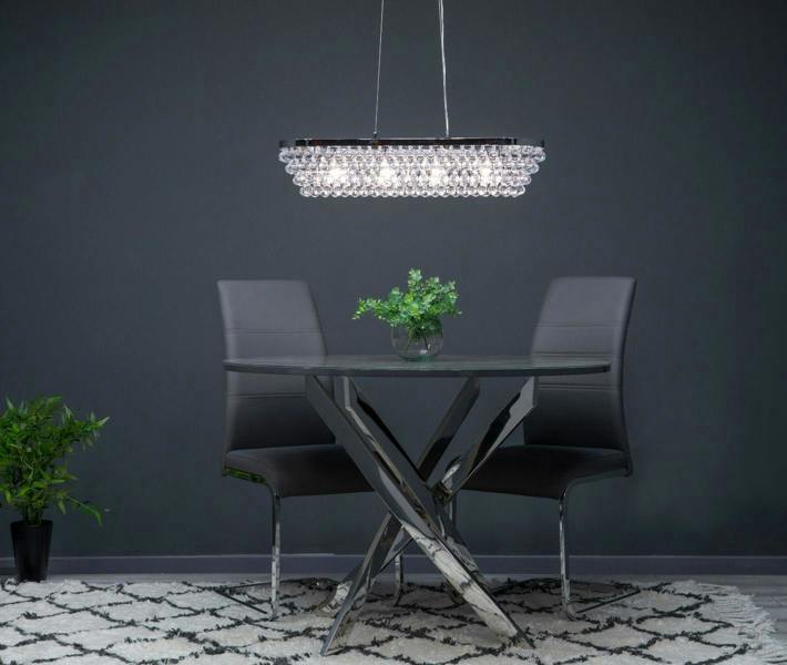Pagazzi Lighting Susanna 4 Light Polished Chrome & Jewel Bead Linear Ceiling Pendant