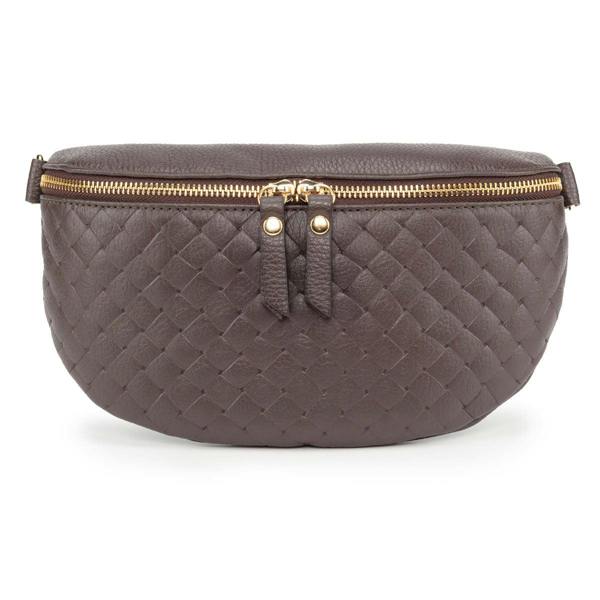Elie Beaumont Woven Sling Bag Chocolate - Midi size