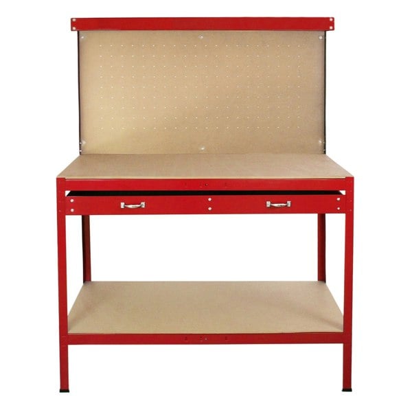 Monstershop Workbench with Pegboard and Drawer - Red