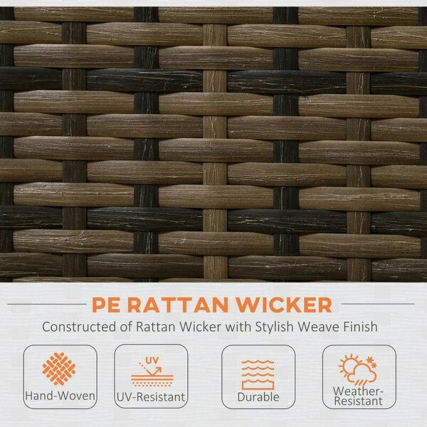 4 Piece Rattan Garden Furniture Set, Outdoor Corner Sofa Set with Storage Table, Loveseats, Cushions - Orange