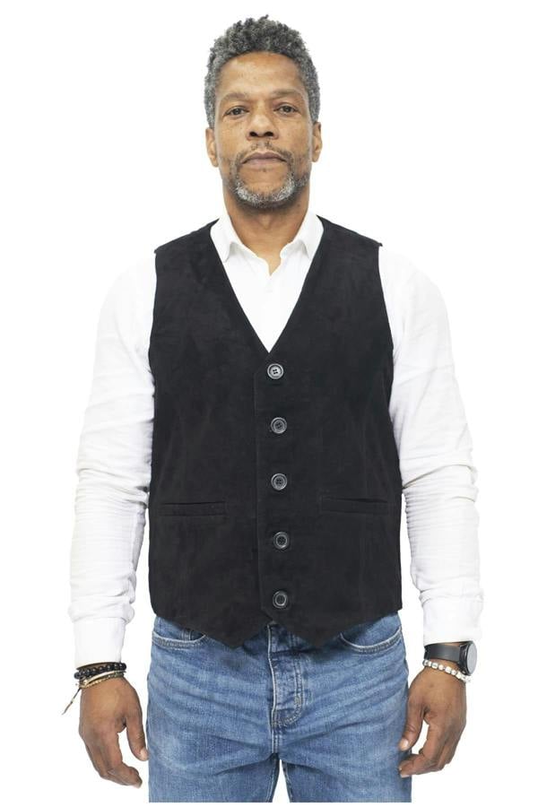 Infinity Leather Mens Classic Goat Suede Leather Waistcoat-Norwich