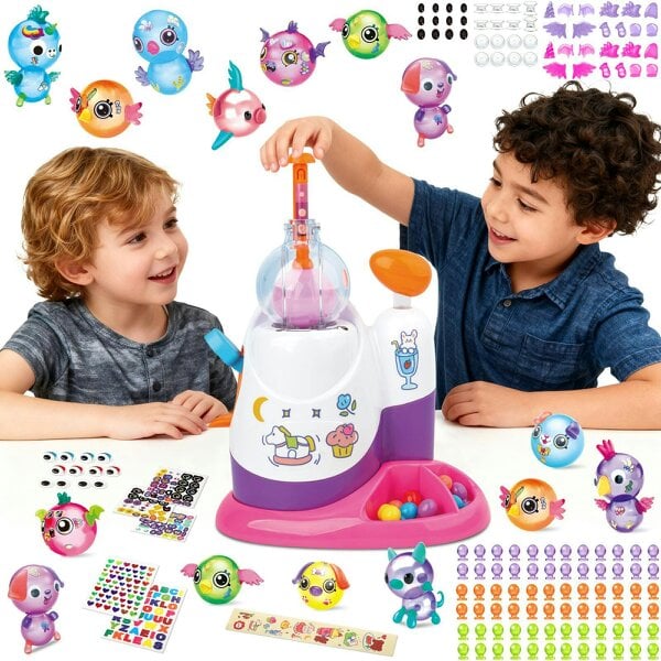deAO Toys Magic Happy Balloon Game for Kids DIY Inflating Balloon Toy with Pump Machine & Cute Figures Interactive Educational Party Game for Children