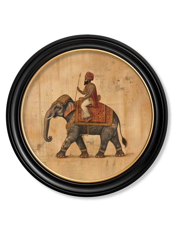  Mughal Emperor on Elephant LF - Oxford round frame
